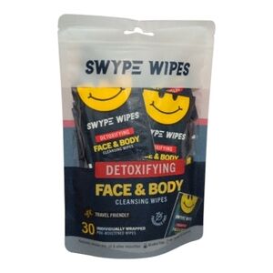 Swype Wipes Detoxifying Face & Body Cleansing Wipes 30 Pack Travel Gym